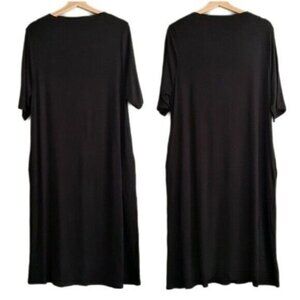 ZENANA PREMIUM T-shirt Dress Midi Minimalist Black Sz M